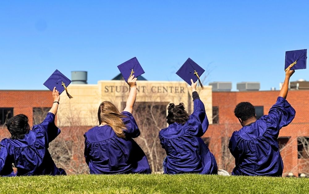 Graduates looking at the Student Center