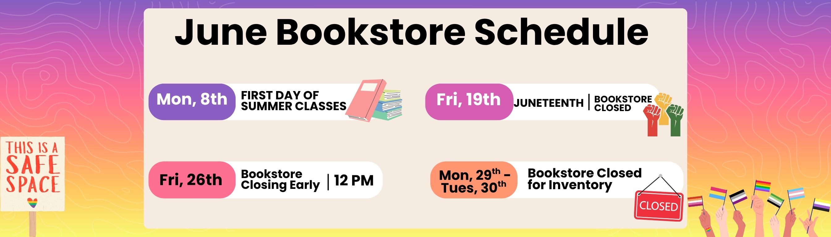 June Bookstore Schedule